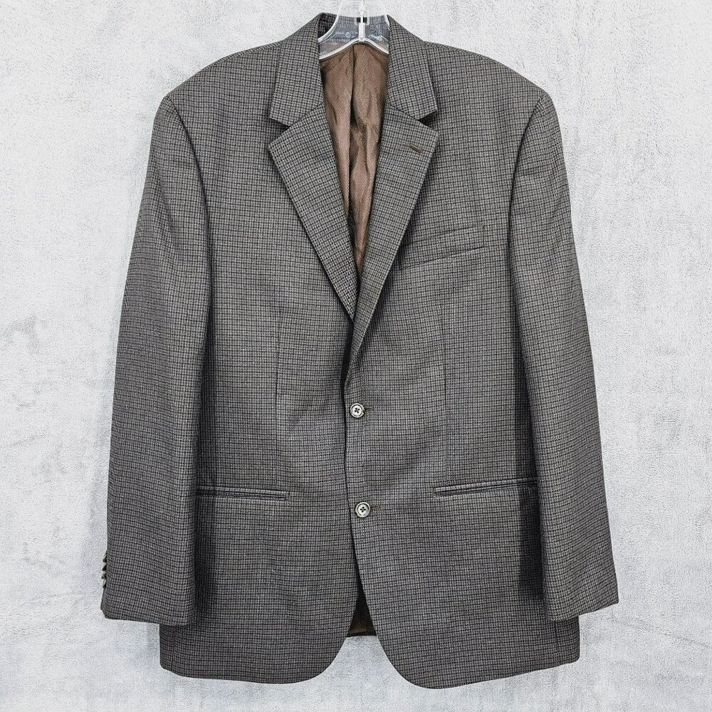MICHAEL Kors Suit Jacket Blazer Sport Coat 40R Brown Plaid Double Vent 2 Button